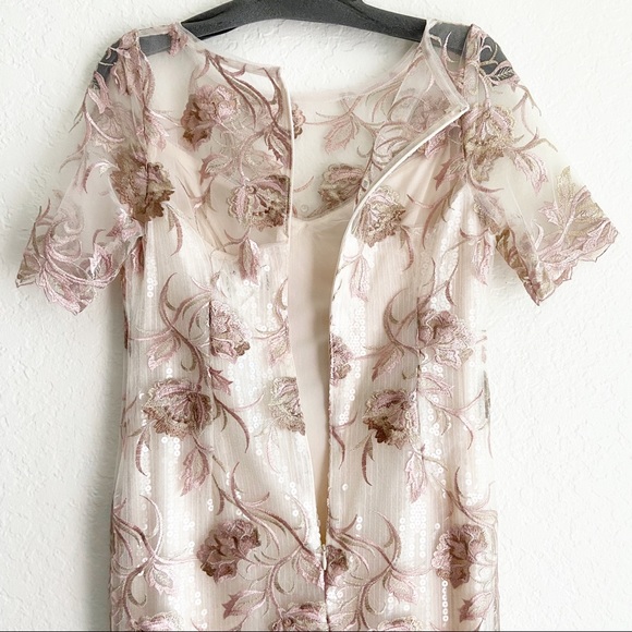 SOLD Marchesa Notte Embroidered Sequin Dress Ivory - Picture 10 of 12